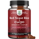 Rød Yeast Rice med CoQ10 Supplement - Avansert sunn hjerte & sunn kolesterol nivåer formel for menn og kvinner - Ekstra styrke kapsel med rød yeast Rice 1200 mg kapsler med CoQ10-120 greve
