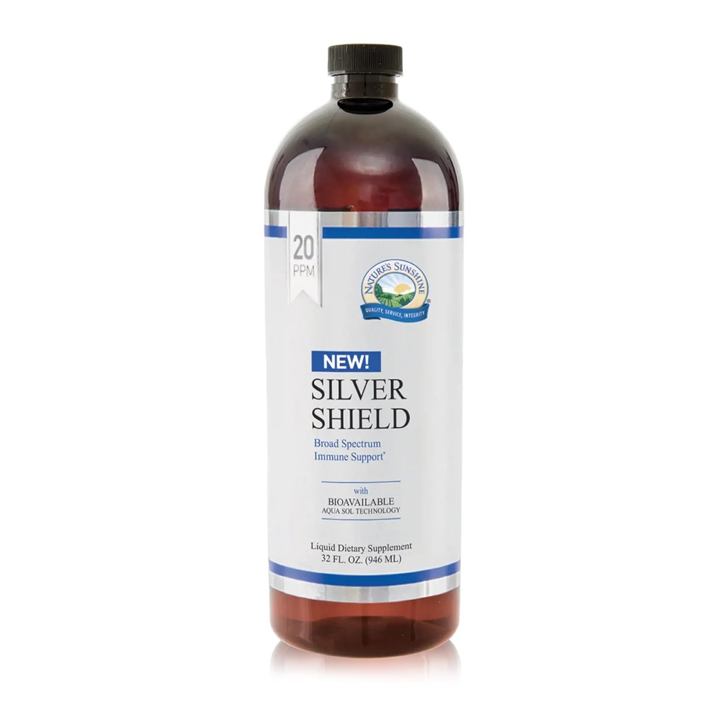 Naturens Sunshine Silver Shield væske, 32 Fl Oz ® Colloidal sølv væske med Aqua Sol teknologi gir immunstøtte og beskyttelse
