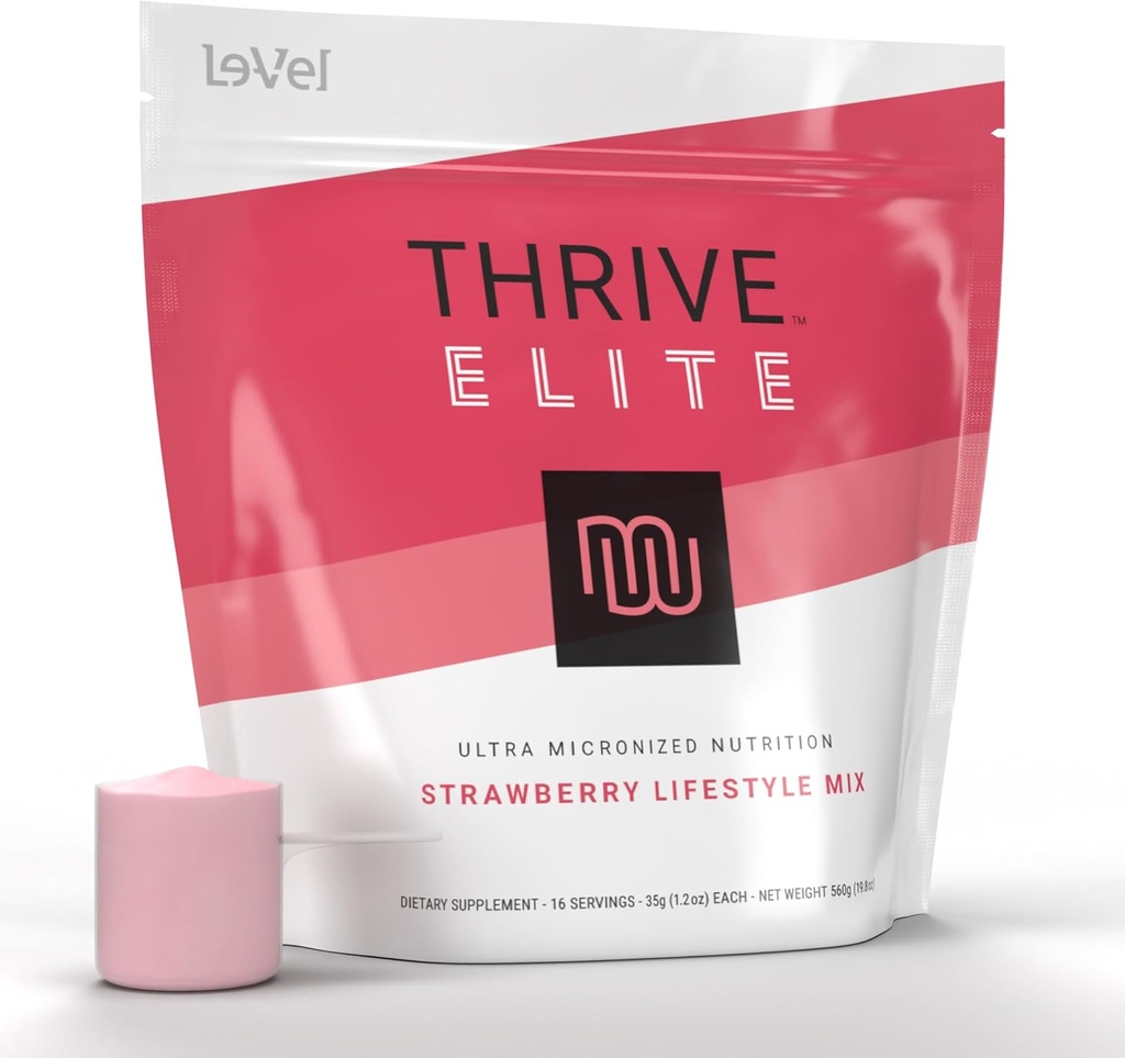 Thrive Elite Protein Shake | Glutenfri, Proteinblanding med BCAA, Probiotika og enzymer | 16 Serverer, Jordbær