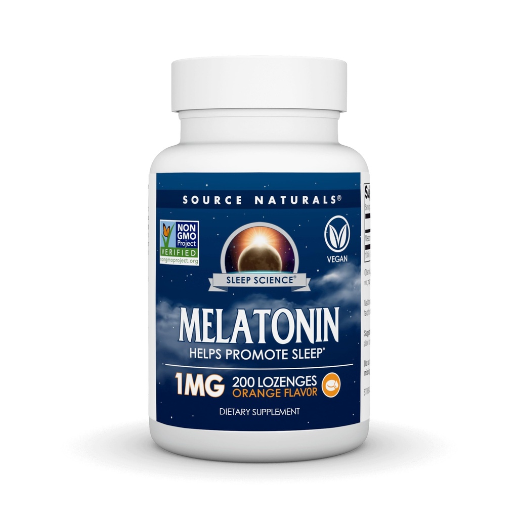 Kilde Naturals Melatonin, Hjelper fremme søvn* - 1 mg - 200 orange flavored Lozenges