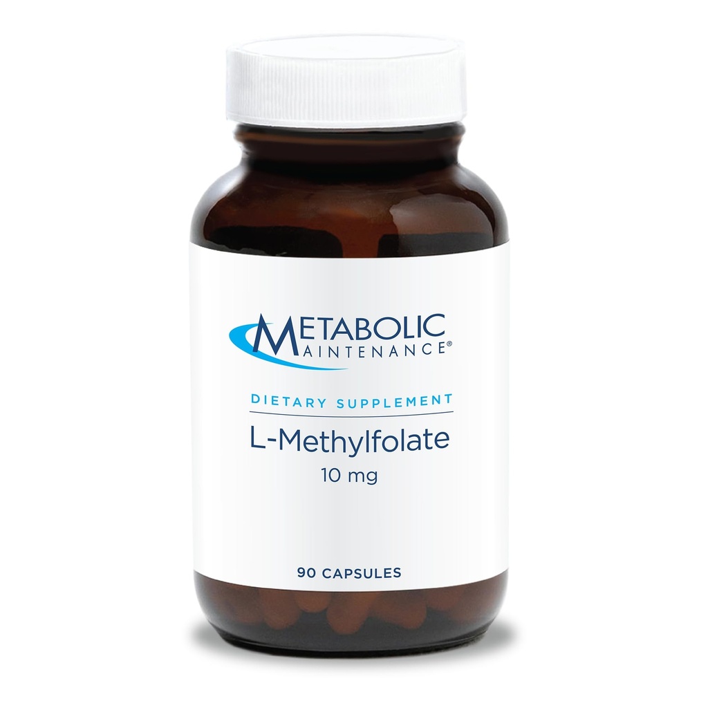 Metabolsk vedlikehold L-metylfolat 10 mg - Støtter et sunnt mindset - aktiv folat for metyleringsstøtte og biokjemiske reaksjoner - svært biotilgjengelig - 90 Serveringer - 90 Kapsler