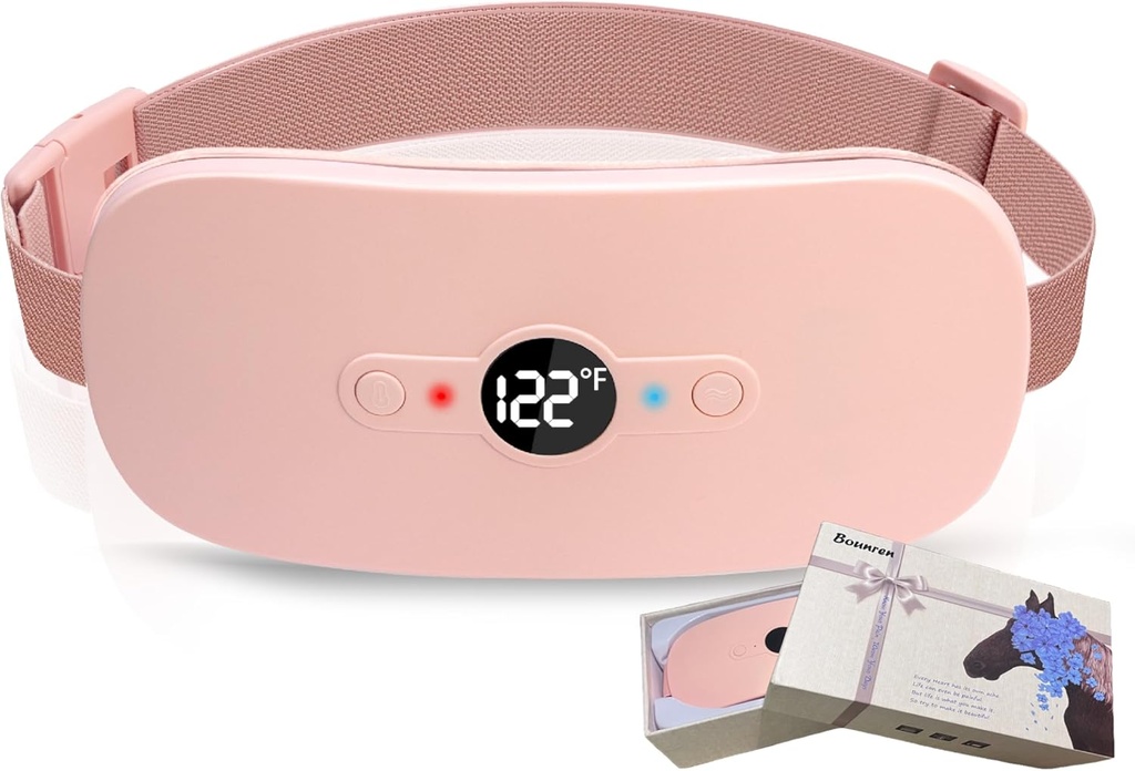 Bounren Bærbar oppvarming Pad for perioden camps, bærbar trådløs oppvarming pad med Delicate gave gir boks,Soft Pink