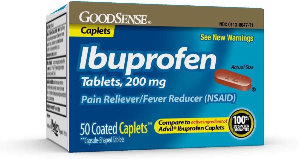 GoodSense Ibuprofen smerte Reliever / Fever Reduser Caplets, 200 mg, 50-talls