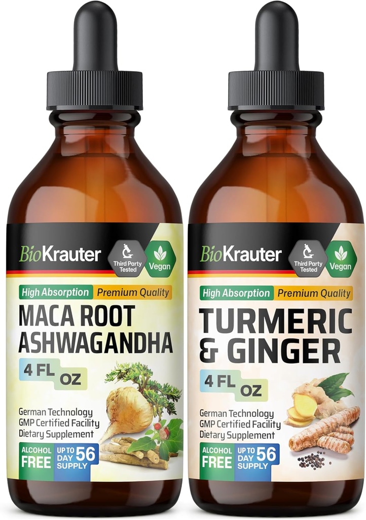 Maca Ashwagandha Tinktur 4 Fl. Oz. & Ginger Tinktur 4 Fl. Oz.
