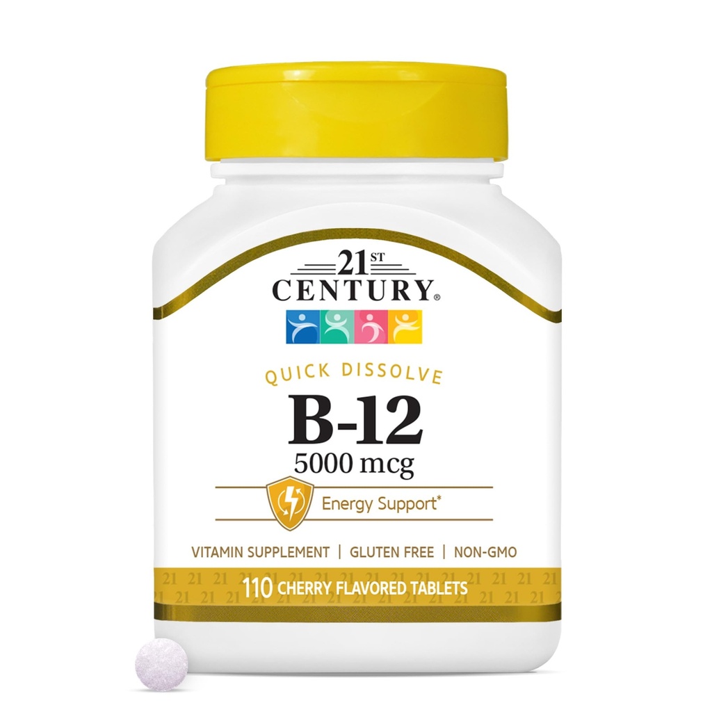 21st Century B-12 5000 mcg, 110 Cherry Flavored Sublingual Tabletter, 110 count