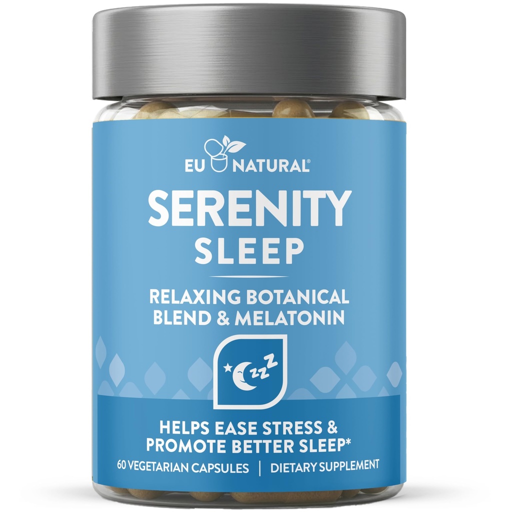 Serenity søvn naturlig søvnhjelp – Potent blanding av magnesium, valerisk rot og melatonin – naturlig søvnhjelp – ikke-habitformig måte å slappe av på og få en god natts søvn – 60 vegansk myke caps