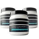 (3-pakke) Amino collagen C - kollagenpulver (180 Scoops) - Marine Collagen Peptides + Hyaluronsyre. Ingen sukker. Ingen Odor. Ikke GMO. USA. For hår, hud, negler, ledd, og Gut helse.