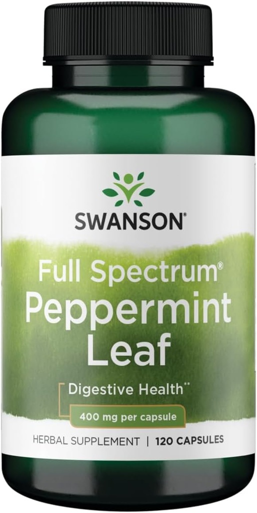 Swanson Full Spectrum Peppermynte Leaf 400 Milligrams 120 Kapsler