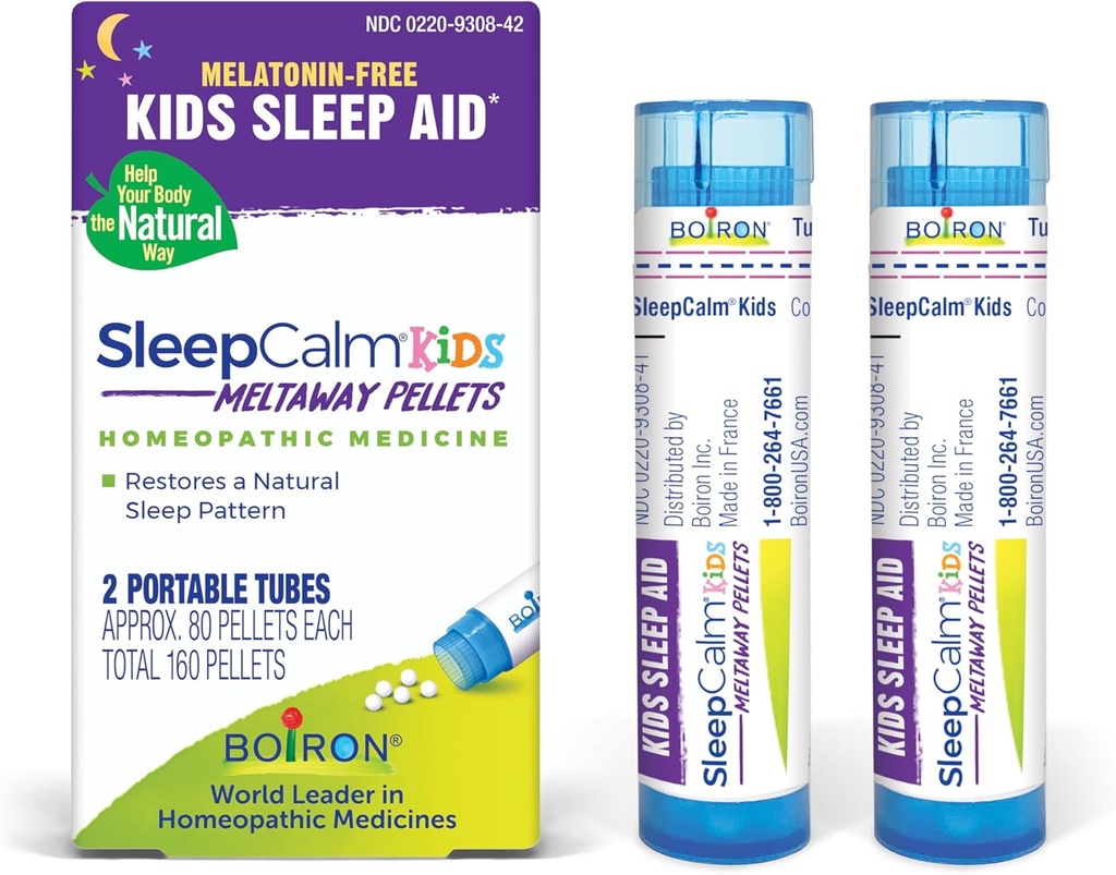 Boiron SleepCalm Kids Sovehjelp for dyp, avslappende, hvilelig nattesøvn - Melatonin-fri og ikke habit-forming - 2 greve (160 pellets)