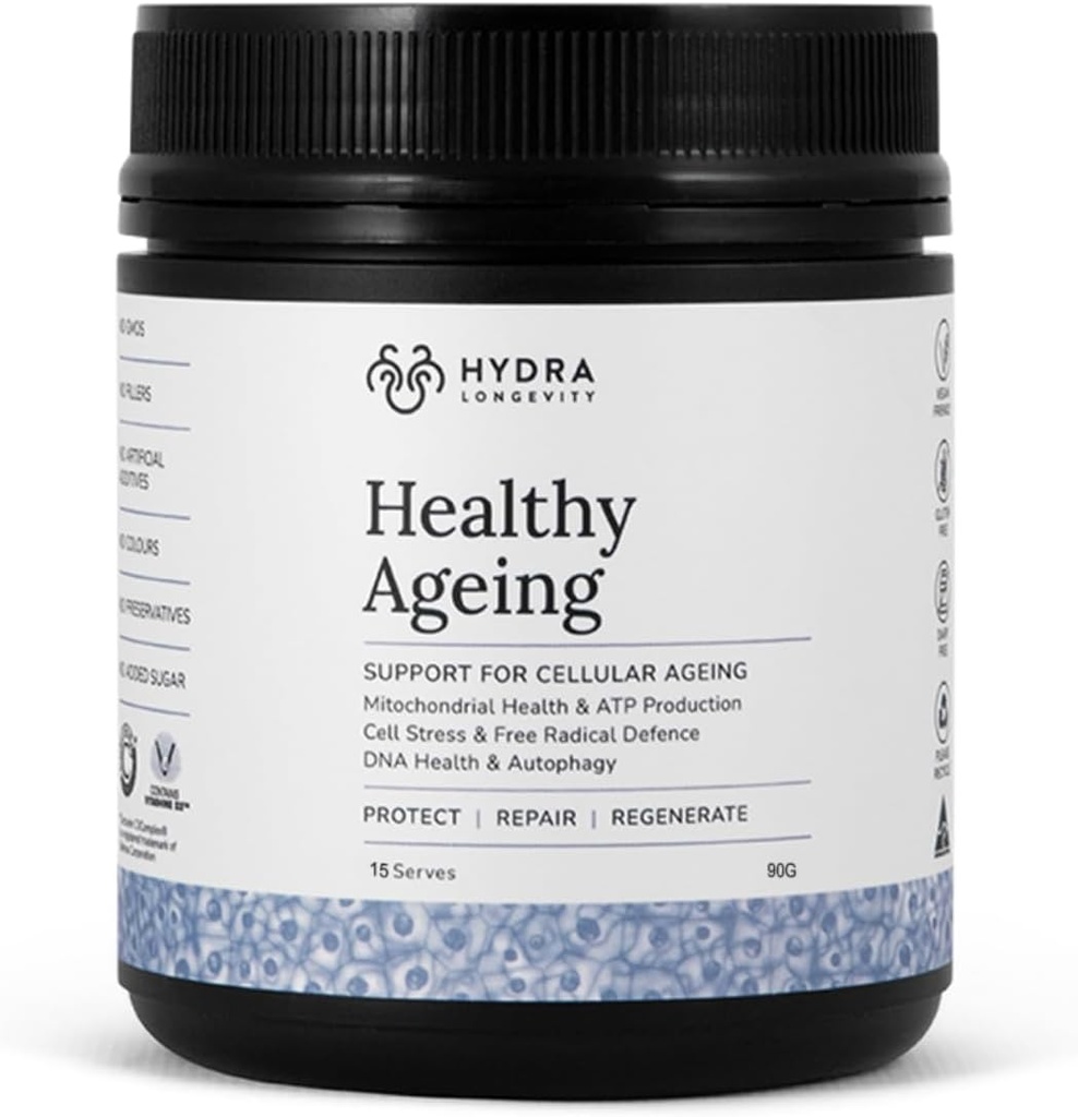 Sunn Ageing Supplement pulver, Anti-Ageing effekter, inneholder Quercetin, Resveratrol og Nrf2 aktivatorer, antioksidanter Rich Nutrient-Dense, Non-GMO, Vegan (90 gram (15 serveringer)