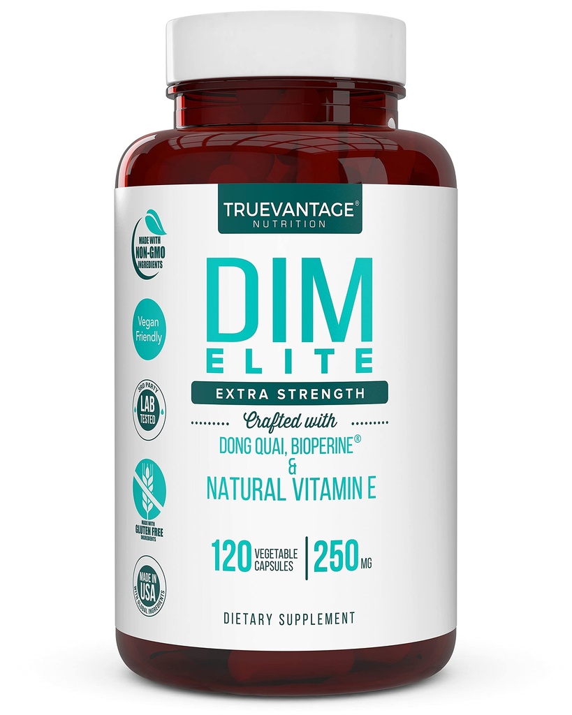 DIM Supplement 250mg (Dindolylmetan)-Plus Dong Quai, Naturlig Vitamin E & BioPerine - støtter Menopause Relief & Hormonal Acne -Hormone Balance støtte for kvinner og menn-Veggie Caps