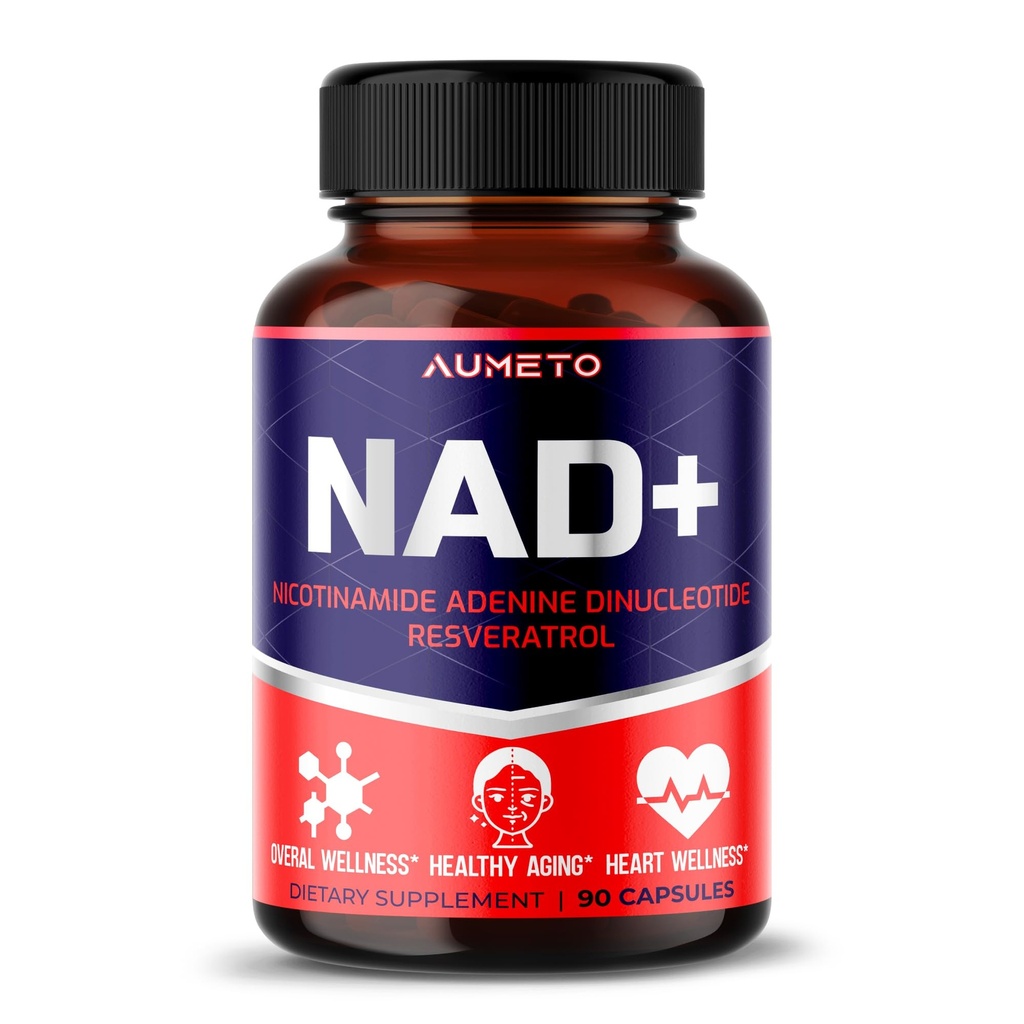 NAD+ 350mg med Trans-Resveratrol, Quercetin & Rhodiola - Cellular energi, sunn aldring og hjerte velvære – 90 kapsler – Ikke-GMO, laget i USA