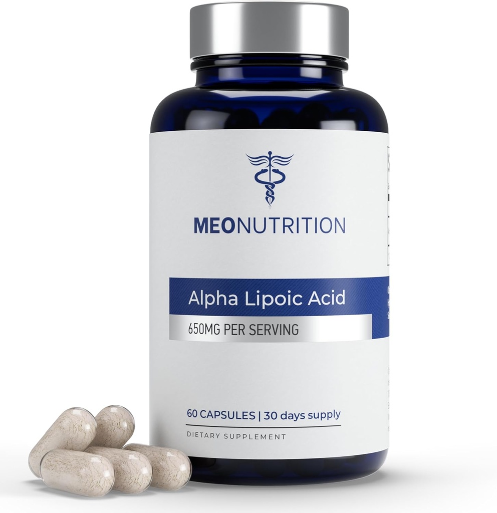 Alpha Lipoic Acid 650mg – 60 kapsler | Ikke-GMO, Glutenfri, GMP sertifisert | støtter antioksidant helse og metabolsk helse | laget i USA