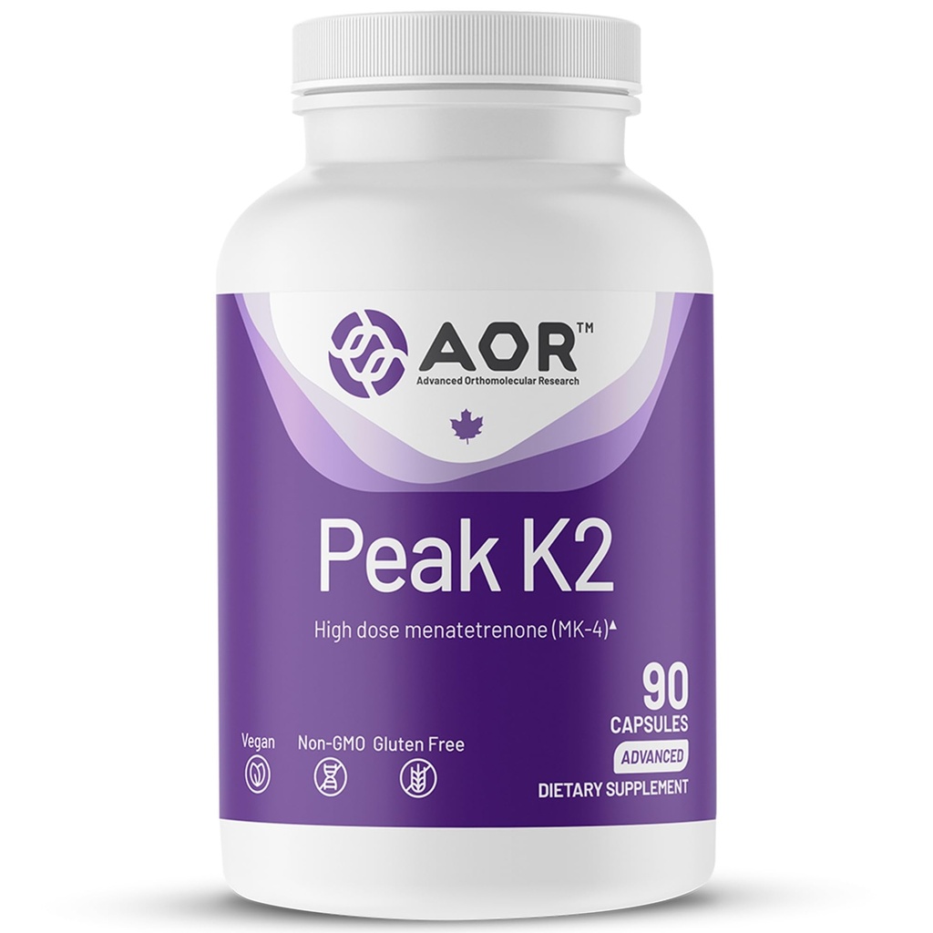 AOR, Peak K2, støtter bein og kardiovaskulær helse og normal blod Clotting, kosttilskudd, 90 porsjoner (90 kapsler)