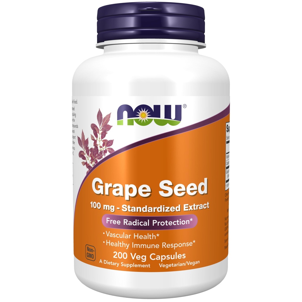 NU Mattilskudd, Grapefrø 100 mg - Standardisert ekstrakt, høyt konsentrert ekstrakt med et minimum på 90% polyfenoler, med vitamin C, 200 Veg Kapsler