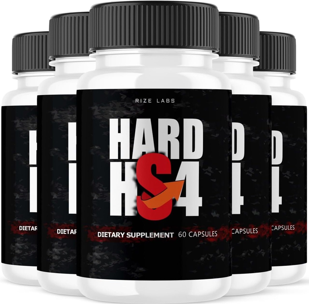Rise labs Hard HS4 Kapsler for menns helse, Extra styrke piller, mannlig støtte for total ytelse, Hard HS4 Maksimum formel, pastillas - Pakke med 5(300 kapsler)