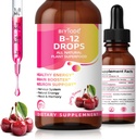 Vitamin B12 5000 mhg flytende dropper alle naturlige planter Superfood sunn energi hjerne Booster nevron støtte nervesystem Naturlig energi Mood Memory 60ml Net Wt Cherry Flavor