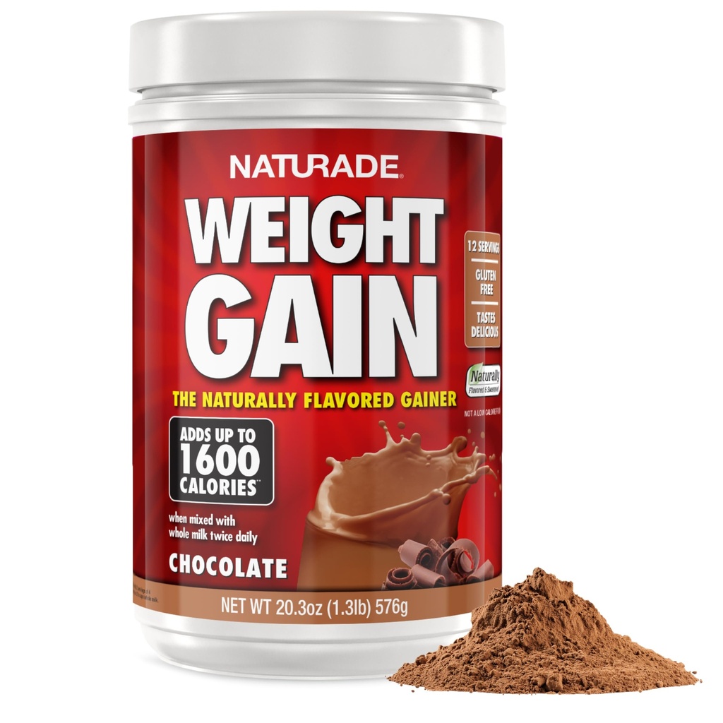 Naturade - All naturlig vekt gevinst drikk Mix - Glutenfri, Delicious smak, 1600 kalorier per servering - Mass Gainer w / Carbohydrater & Protein - sjokolade, 20,3 Ounce (12 serveringer).