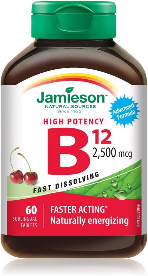 Jamieson Vitamin B12 2.500 mg (METHYLCOBALAMIN), 60 Sublingual Tabletter