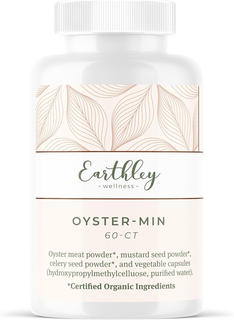 Earthley velvære, Oyster-Min Kapsler, Naturlig Sink & Mineral Supplement, fremmer energi & Mood, rik på antioksidanter og aminosyrer, 100% ren og biotilgjengelig (60 kapsler)