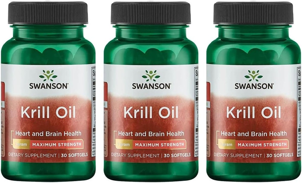 Swanson EFAS- krillolje - Maks styrke - 1 g, 30 Softgels (3 Pack)