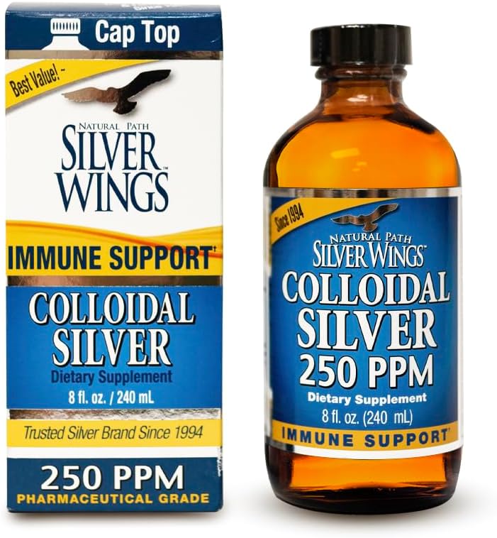 Naturlig sti sølvvinger kolloidal sølv væske - forbedret immunstøtte Supplement - 250ppm (1250mcg) - 8oz