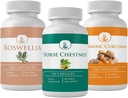 PURE ORIGINAL INGREDIENTs Hestekastnut, Boswellia og Turmeric Capsule Bundle, 100 kapsler hver, alltid ren, ingen tilleggsmidler eller fillers