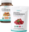 Turmerisk og tranebær pulver (3-måneders forsyning) Berry gurkemeie blanding bunke av organisk gurkemeie curcumin med svart pepper og ginger (120 Caps) & organisk tranebær konsentrat pulverekstrakt (100 Scoop)