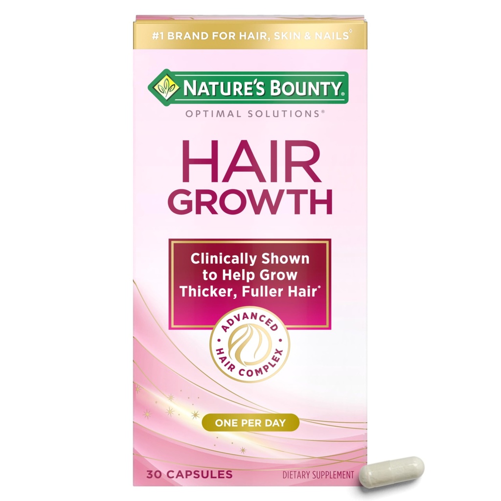 Naturens Bounty Optimale løsninger Hårvekst Supplement med Biotin, Håret vekst vitaminer med Biotin Silicon & Arginin, 1 per dag, 30 kapsler, en måneds forsyning
