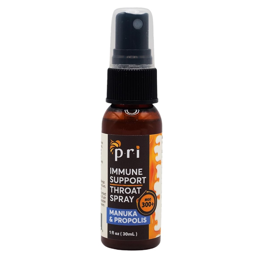 P.R.I Propolis Throat Spray med Manuka Honning, Sore Throat & Immune Support, Frisk Peppermint Smak, 1oz