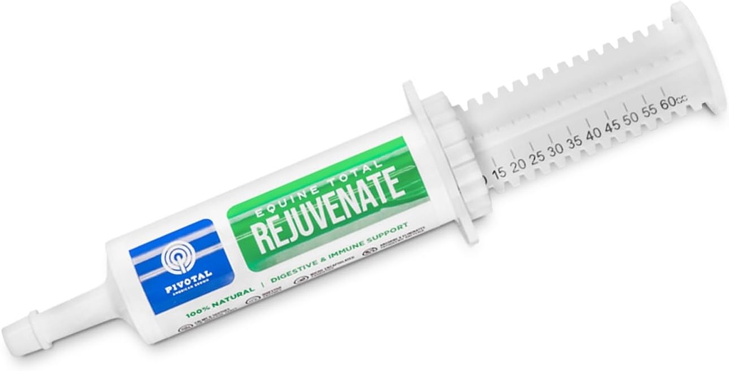 Equine Total Rejuvenate Equine Oral Paste (60g Oral Syringe, Pakke med 1) Digestiv og immunstøtte for hester - Hestetilskudd for digestion-absorber og Eliminerer Patogene Bakterier