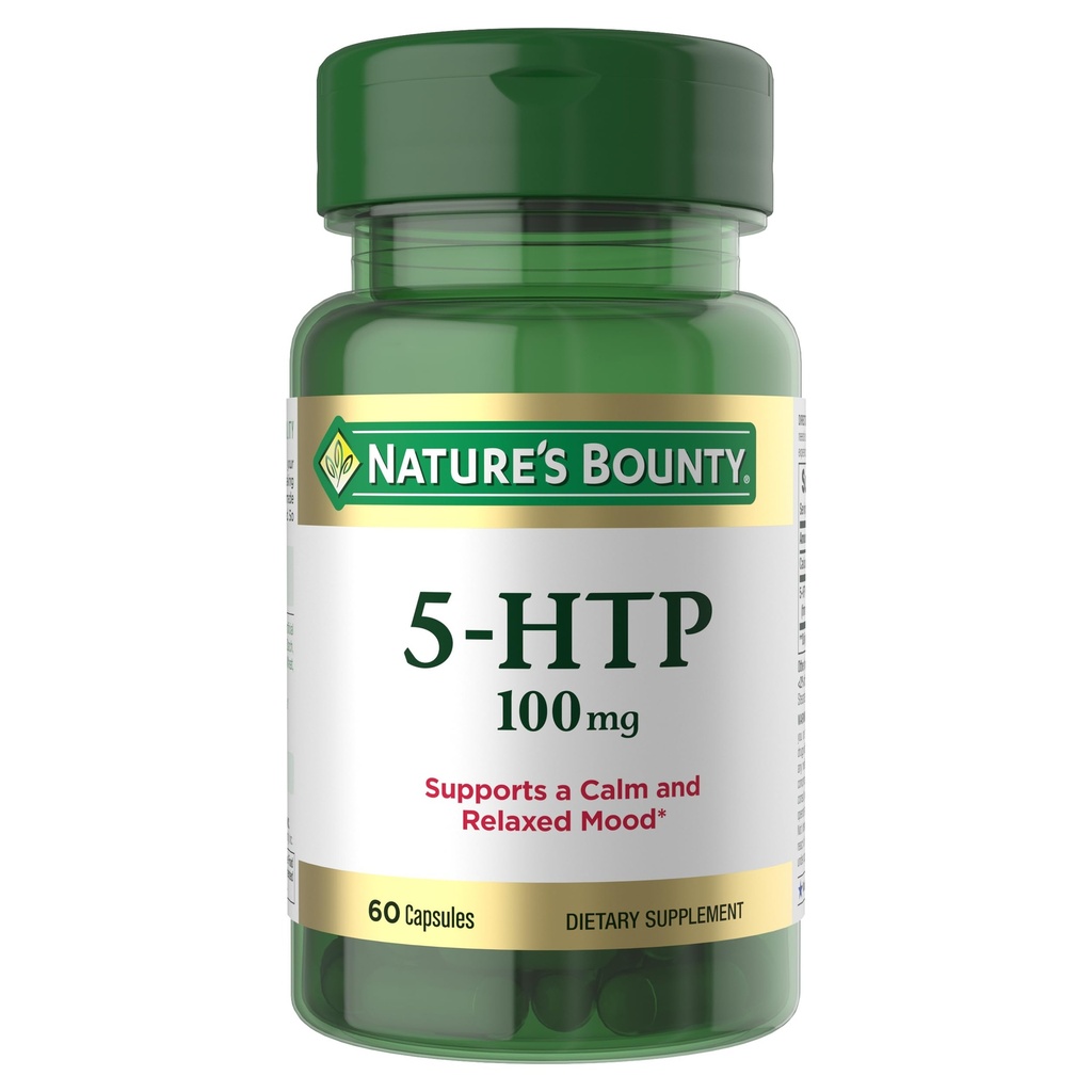 Naturens Bounty 5-HTP piller og kosttilskudd, støtter en rolig og avslappet humør, 100 mg, 60 kapsler