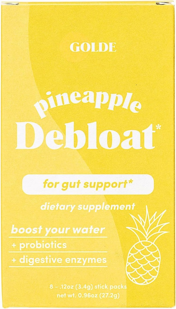 GOLDE Pineapple Debloat - Probiotiske Supplement for naturlig Bloat Relief og varig digestiv balanse - Vegan, Keto, Lavsugar - 8 Serveringer