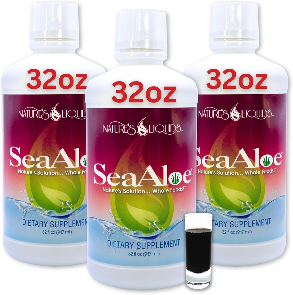 Naturens flytende Aloe Vera Juice Oceanic Elixir - proprietær botanisk blanding for Thyroid, Digestion og immunstøtte, 32oz (Pack of 3)