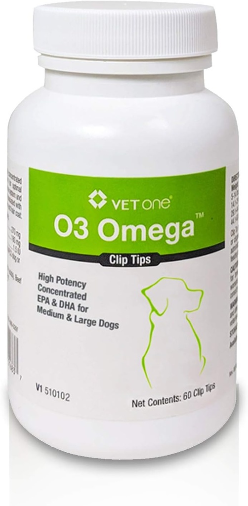 VetOne: O3 OmegaTM Clip Tips ernæringskosttilskudd med Omega 3 fettsyrer - mellomstore og store hunder (60 Count Bottle)