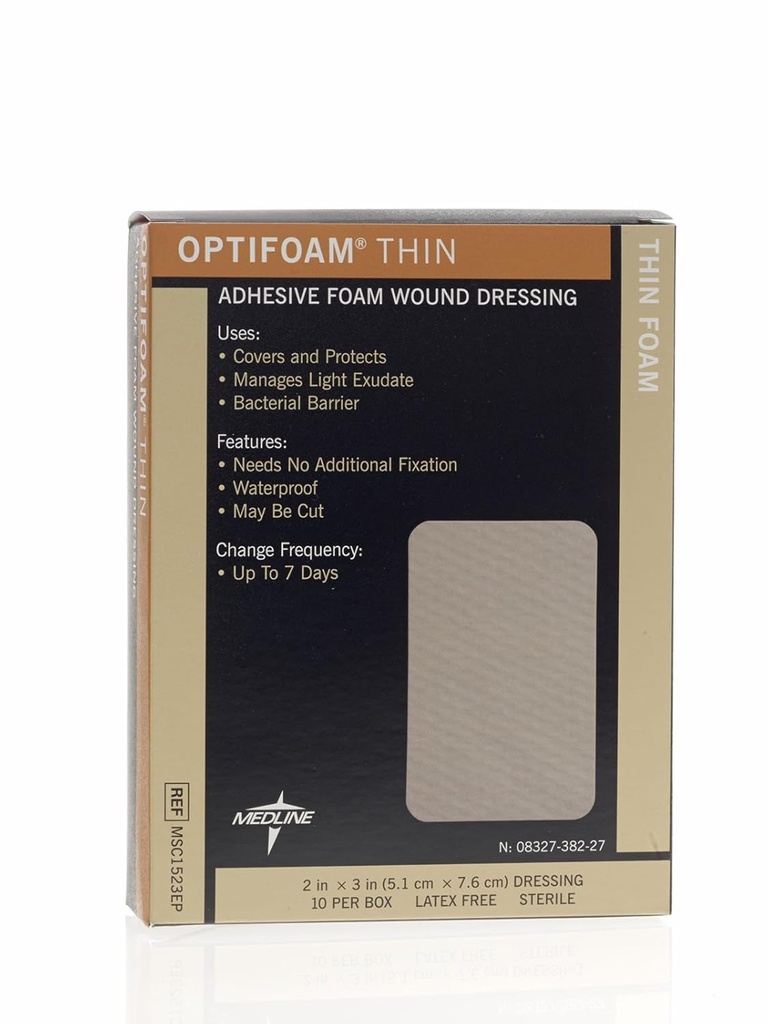 Medline Optifoam Tynn klesplagg, 2" x 3" (pakke med 10)