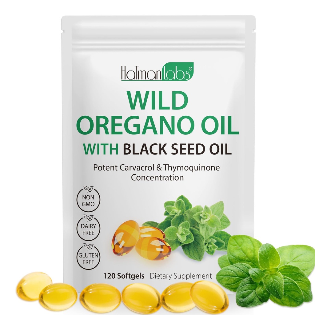 Olje av Oregano med svart frøolje, organisk Oregano olje softgels, Oregano oljekapsler organisk,Non-GMO, Glutenfri,120