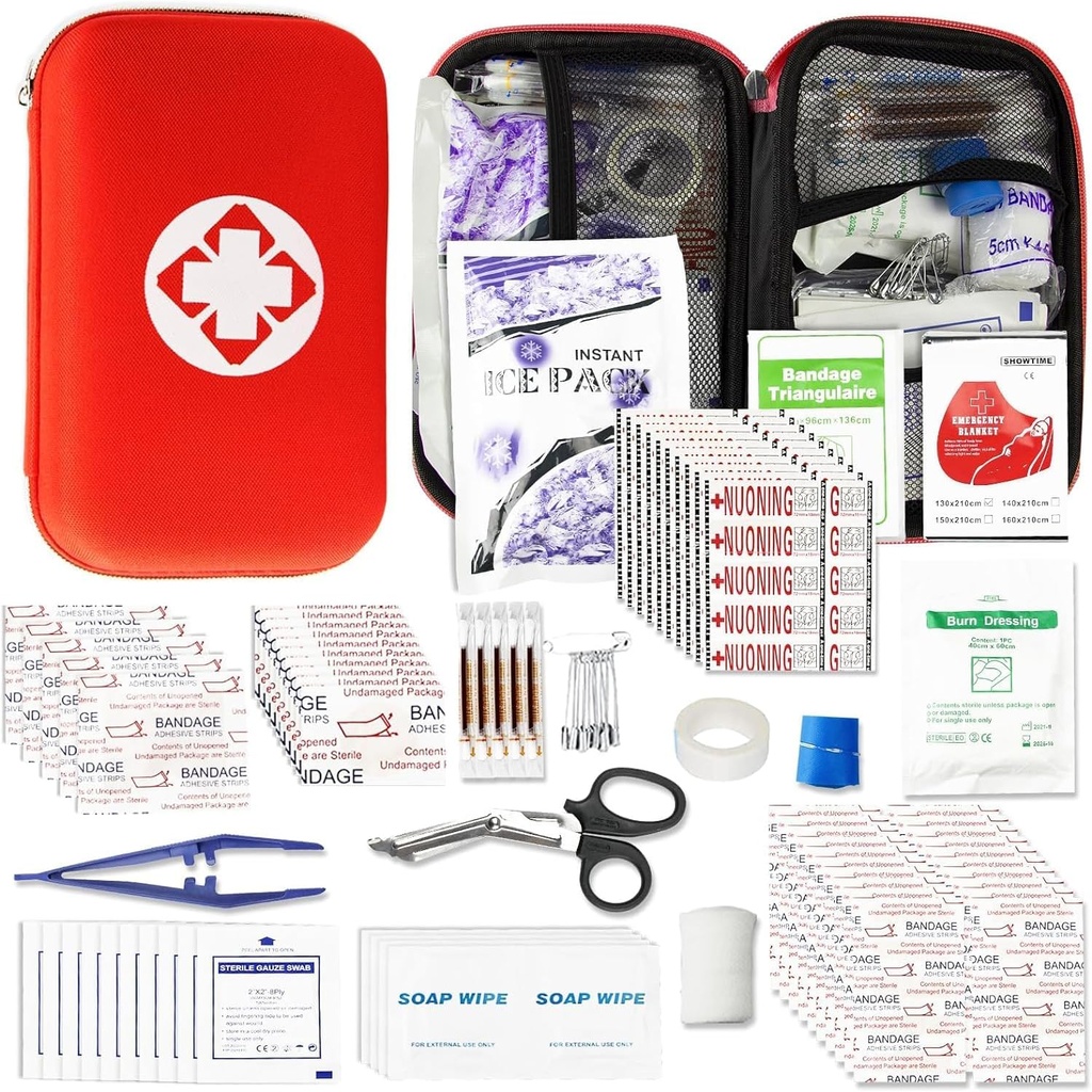 Førstehjelpssett for Home Vandring Camping Utendørs Sport, 275 stykker Overlevelsesutstyr Nødsett, Mini Gear Bag med grunnleggende førstehjelp Essentials for nødsituasjoner Engel ønsker