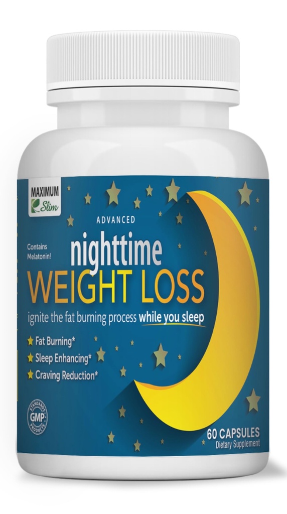 Maksimal Slim Nighttime vektstøtte – Gentle fettforbrenning og søvnhjelp – afrikansk mango, resveratrol & grønn te – ikke-GMO, vegansk, 60 kapsler