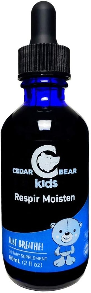 Cedar Bear Respire Moisten for barn et flytende urtetilskudd som moisturizes og lindrer irritert åndedrettsproblemer og lindrer noen ganger tørre bukser 2 Fl Oz
