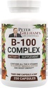 Balansert vitamin B kompleks 100 mg 250 kapsler, energi og metabolisme støtte. Inneholder alle B-vitaminer Peter Gillhams liv essensielle,