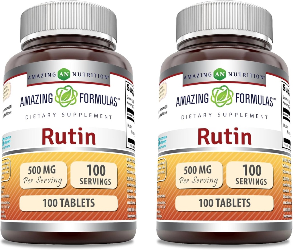 Amazing Formler Rutin Supplement | 500 Mg | Tabletter | Ikke-GMO | Glutenfri | Laget i USA (2 Pack | 100 Count)