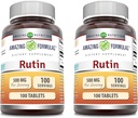 Amazing Formler Rutin Supplement | 500 Mg | Tabletter | Ikke-GMO | Glutenfri | Laget i USA (2 Pack | 100 Count)