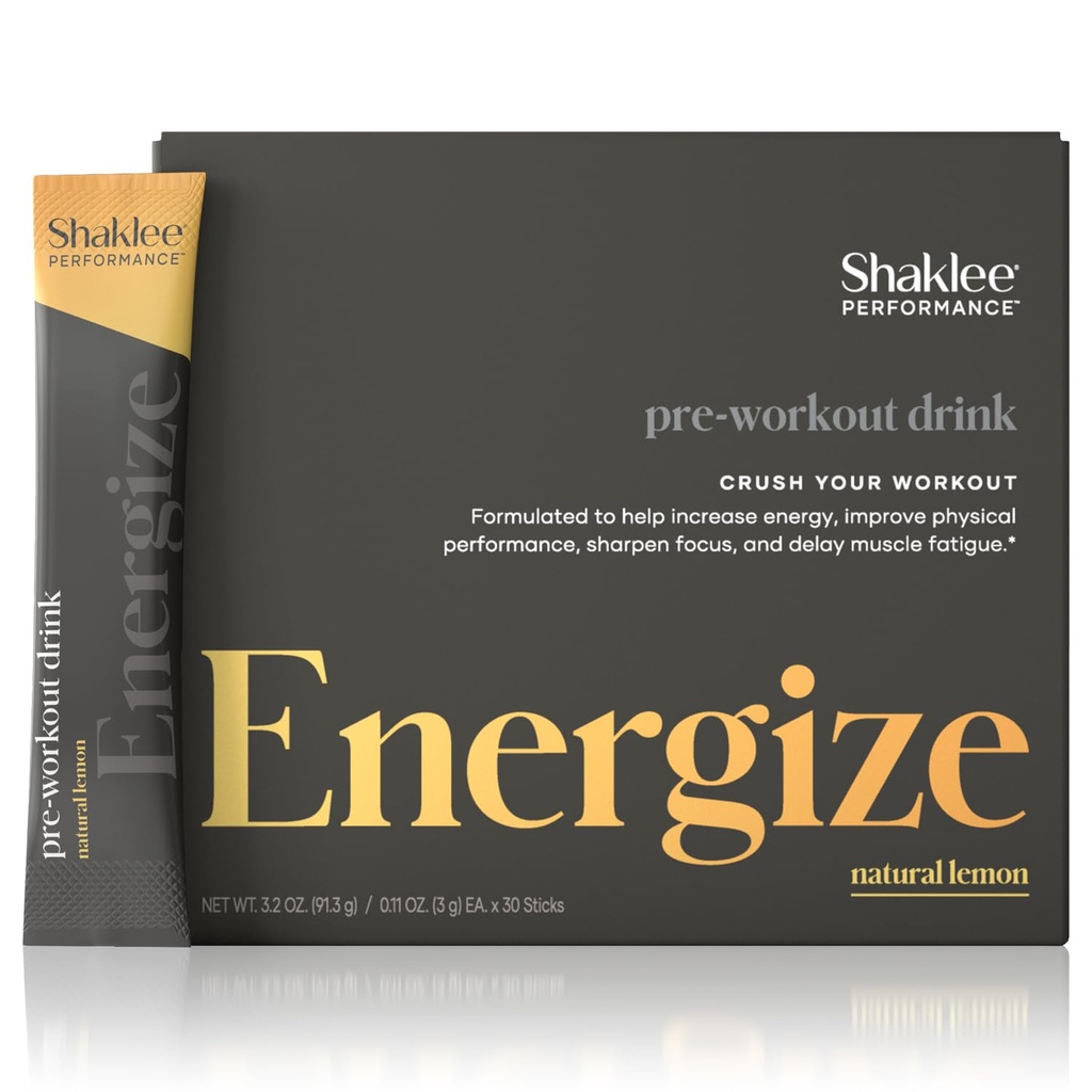 Shaklee - Performance Pre-Workout Energi Drink - Grønn Te Extract Lemon Flavor - Energi Boost - Beta-Alanine & L-theanine - 100 mg koffein, 800 mg Beta-Alanin og 100 mg L-theanin - 30 serveringer