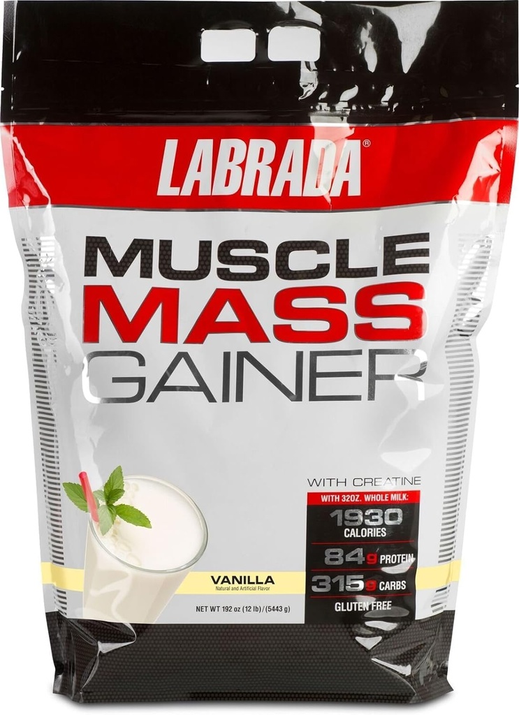 Labrada Nutrition Muscle Mass Gainer, Vanilla, 12 pund
