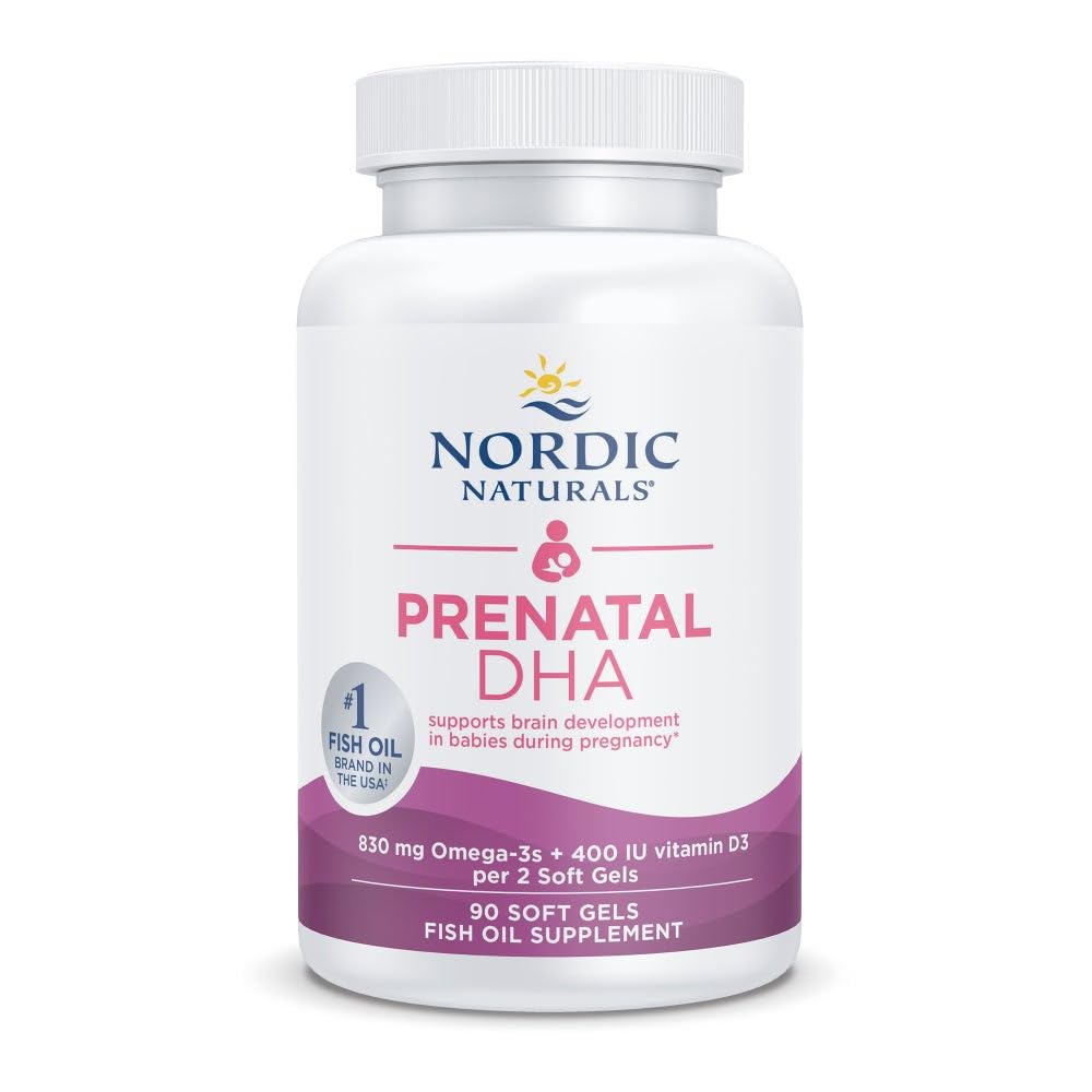 Nordic Naturals Prenatal DHA, Unflavored - 90 Soft Gels - 830 mg Omega-3 + 400 IU vitamin D3 - Støtter hjerneutvikling i babyer under svangerskap og fraksjon - Non-GMO - 45 Services