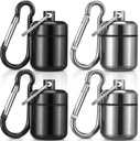 Hicarer 4 Pack ørepropp bære saken bærbare piller holder saken vanntett metall liten piller container Carrier for ørepropper og smykker holdere (svart, grå)