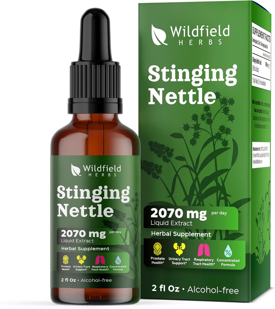 Stinging Nettle Root Extract Drops 2000mg (Urtica dioica L.) Herbal Supplement Absorbs Bedre enn kapsler, 1 måneds forsyning, 84 serveringer, alkoholfri tinktur - 2 Oz, Pakke med 1