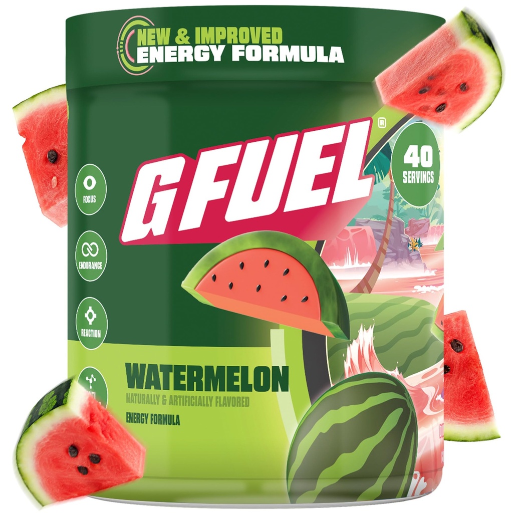 G brensel vannmelon energi drikke pulver, pre trening kaffe blanding for spill, sukker gratis fokus amino, vitamin + antioksidanter, 9,9oz (vannmelon, 40 serveringer)