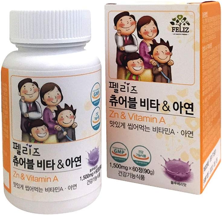 [Eugene Biotech] Feliz Chewable Vita A & Zn 90g(100mg X 60 tyggetabletter)